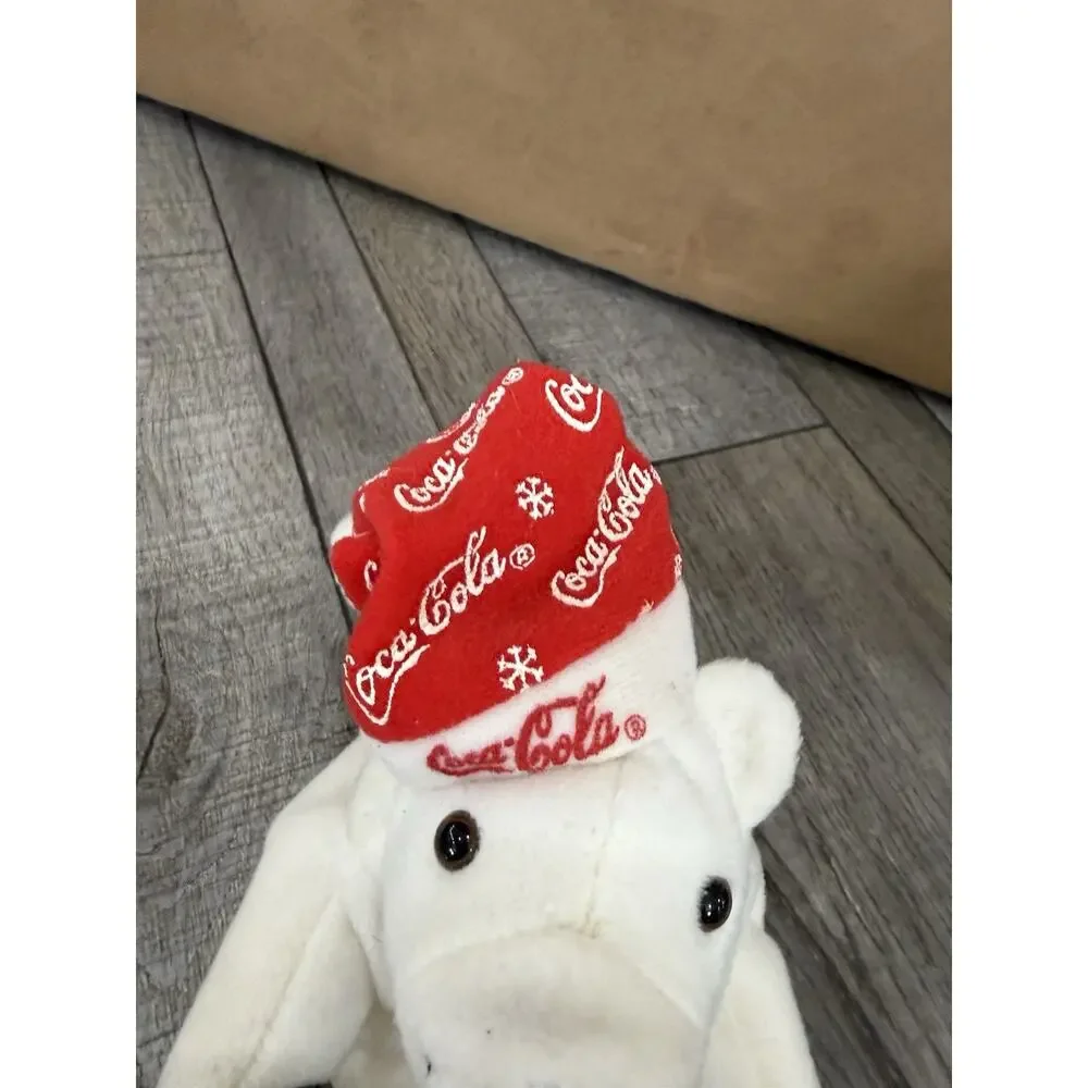 Coca-Cola Polar Bear Plush w/ Red Coca-Cola Hat & Bottle 1998 Soda Theme